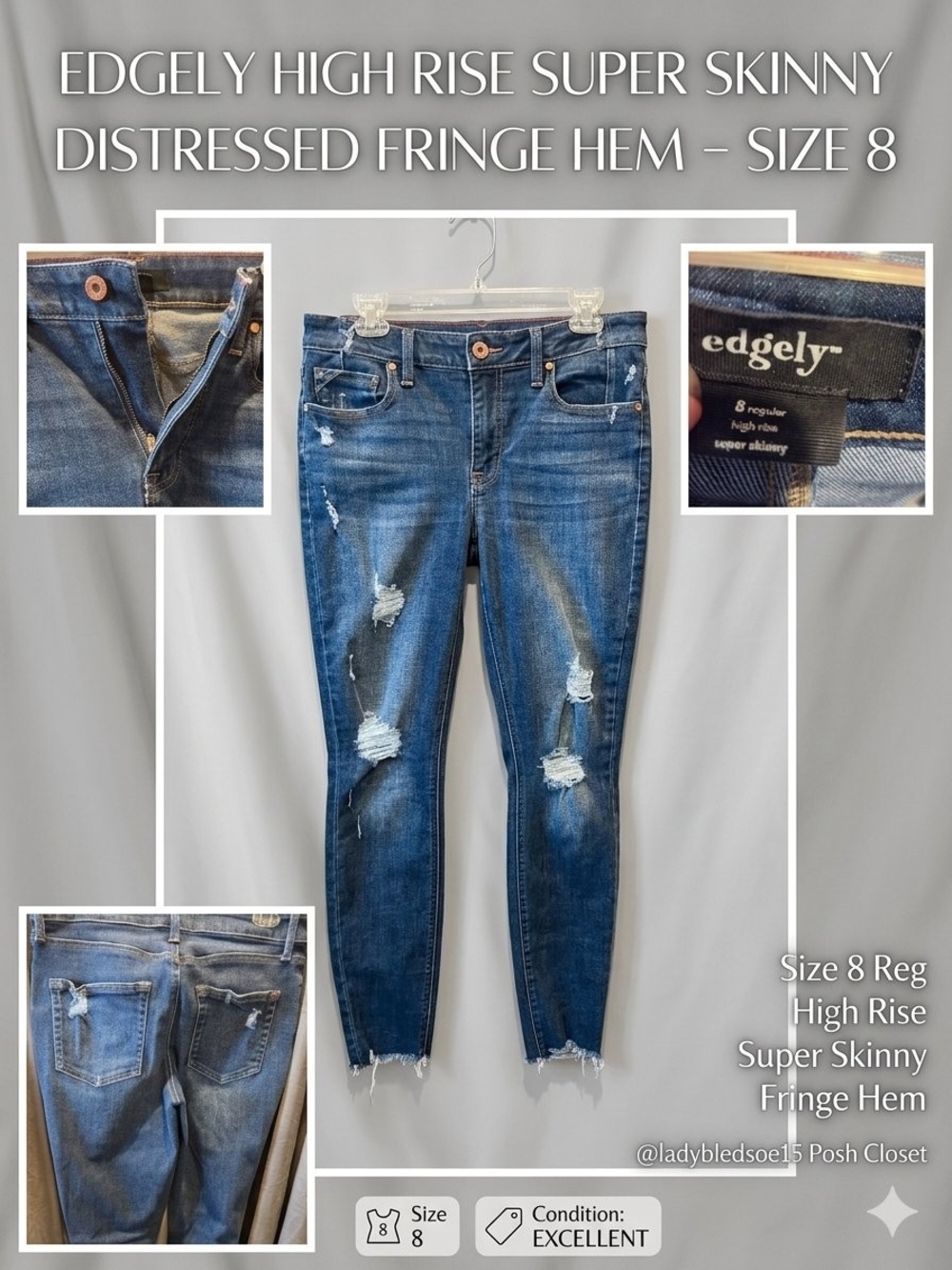 edge High-Rise Super Skinny Distressed Jeans - Blue